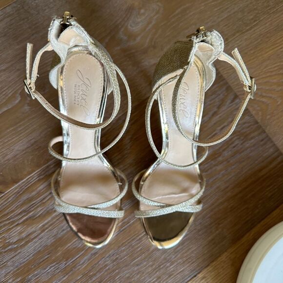 Jewel Badgley Mischka Galen Platform Glitter Evening Shoe in Gold - Picture 4 of 9